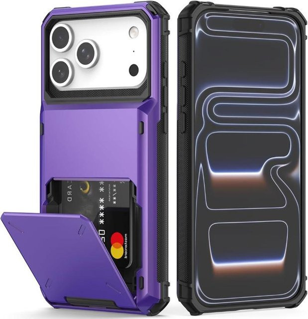 Robuste Geldbörsen-Schutzhülle für Apple iPhone mit verstecktem Flip-Fach und harter Rückseite, Farbe: Purple - Bild 1