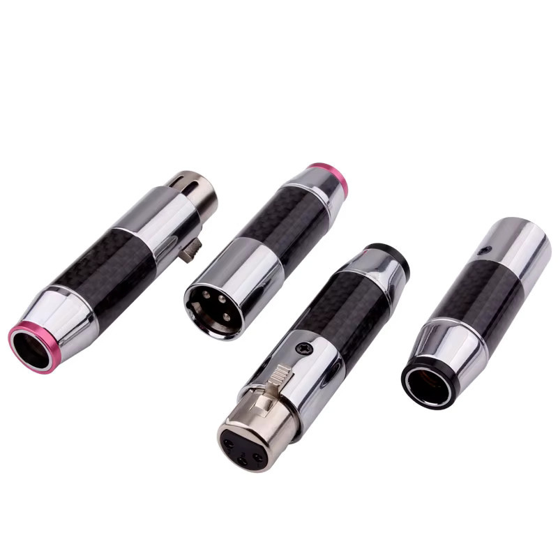YYAUDIO High-End XLR Stecker oder Buchse aus Kohlefaser mit Rhodium- und Goldbeschichtung in Rot - Bild 3
