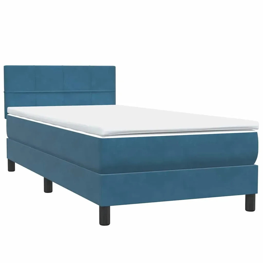 vidaXL Boxspringbett mit Matratze aus Samt in Dunkelblau mit USB-Ladeport und Unterbettbeleuchtung B/T/H: 80 x 220 cm - Bild 2