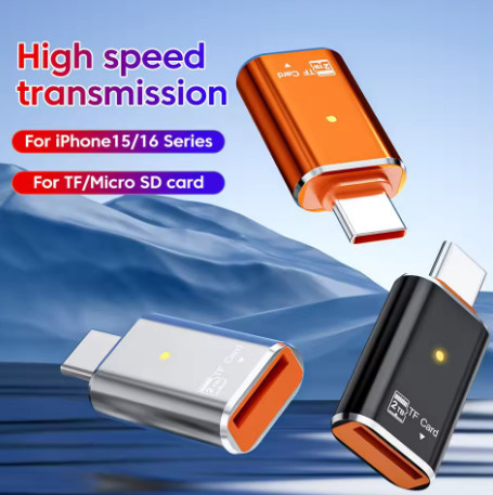 USB-C Mini-Kartenleser Adapter für Micro SD und TF Speicherkarten in Schwarz - Bild 1