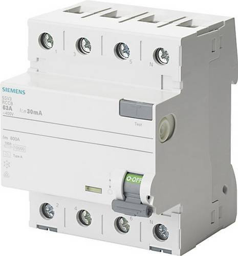 Siemens FI-Schutzschalter 5SV3644-6KK12 RCD 4-polig 40A 0,3A 400V in Weiß - Bild 1