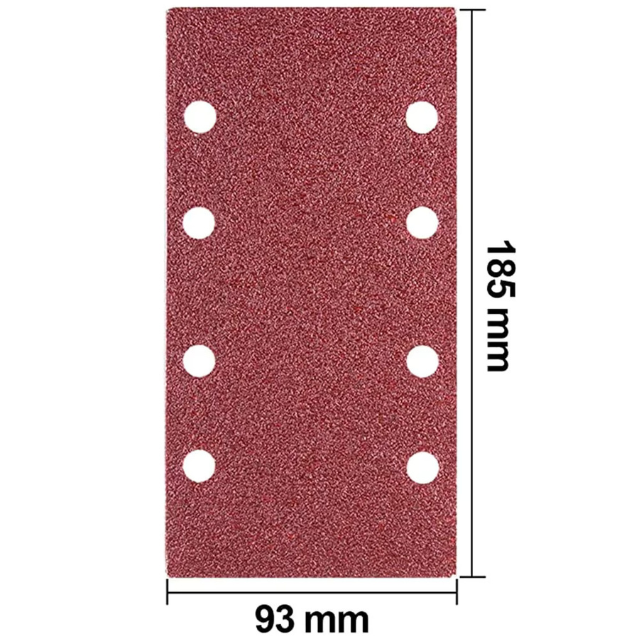 VIBRATITE Schleifblätter Set 10 Stück, 8 Löcher mit Klettverschluss, Rechteckig, Körnung 40–400, Braun, B: 93 mm, L: 185 mm - Bild 2