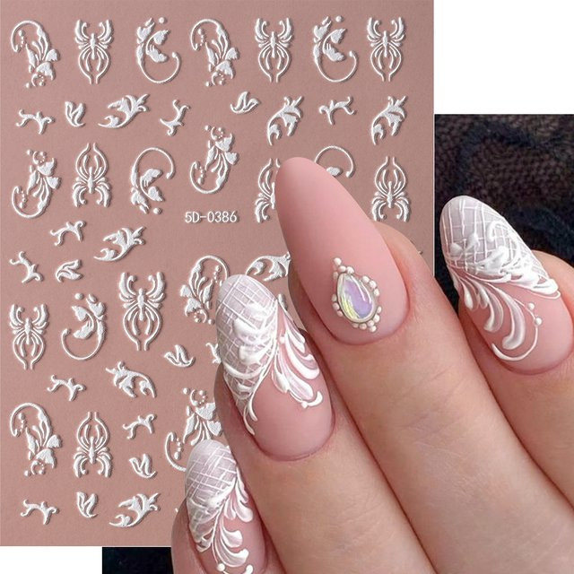 MAFANAILS Nagelaufkleber, 3D-Blumen, weiß, matt - Bild 1
