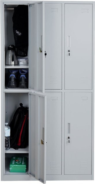 MCW Schließfachschrank Preston T829 aus Metall mit 6 Fächern in Grau - Bild 1