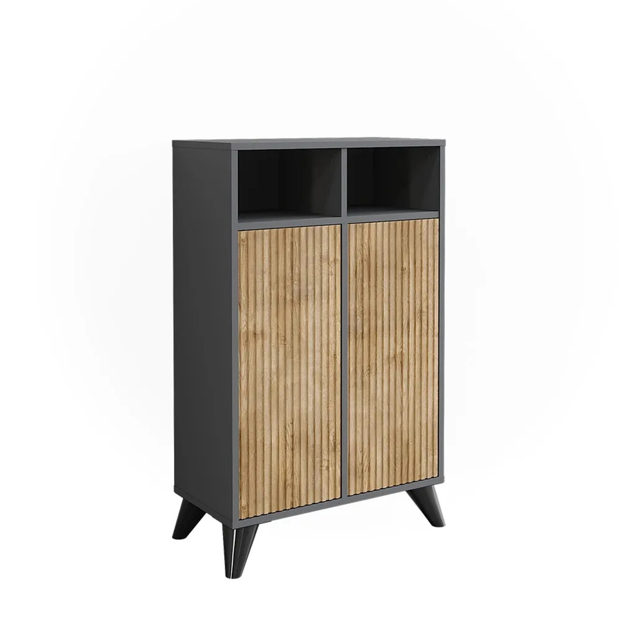 Vicco Midischrank Leano in Anthrazit und Bergeiche mit 2 Türen, B/H: 60 x 97 cm - Bild 2