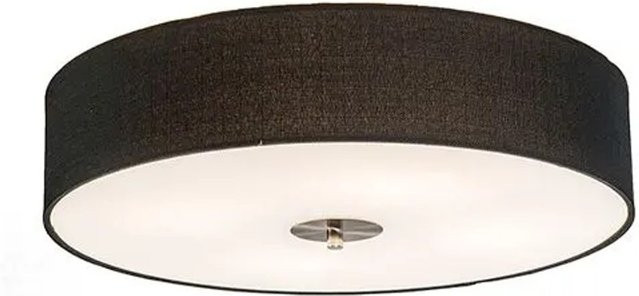 QAZQA Ländliche Deckenleuchte Schwarz mit Jute und Glas, Durchmesser: 50 cm - Bild 1