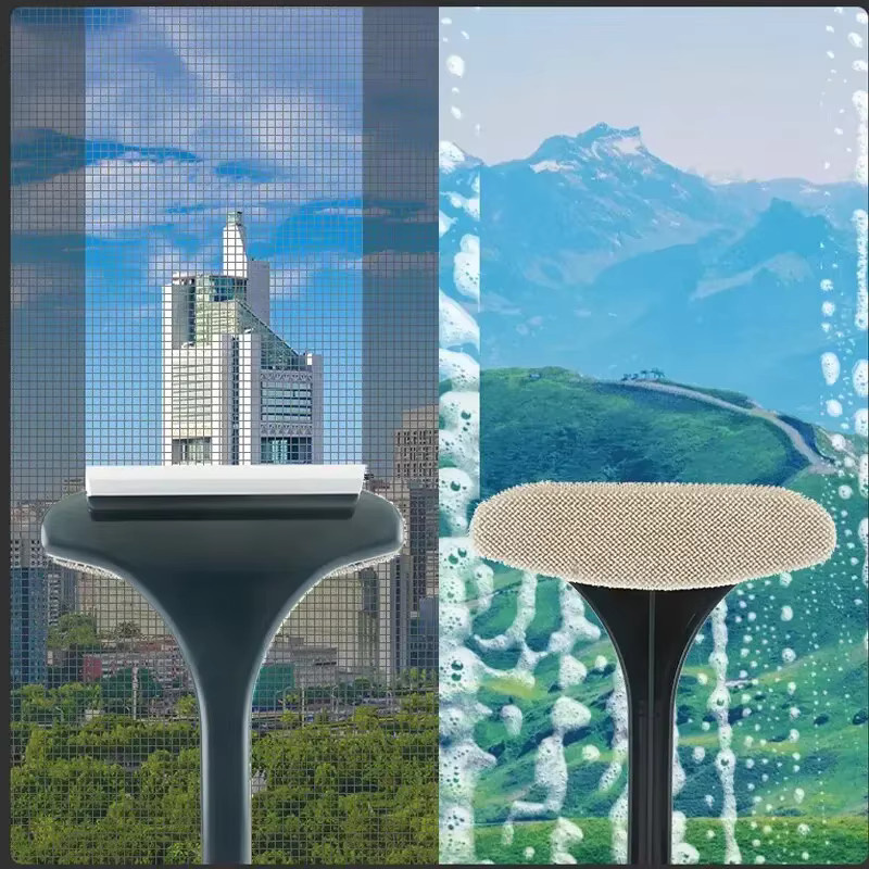 Multifunktionaler Reinigungsbürsten-Satz von VIE LENTE in Orange für Fenster, Glas und Fliegengitter mit langem Griff - Bild 3