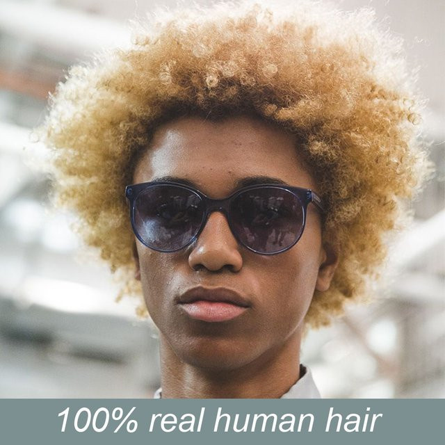 OYM HAIR Afro-Perücke, lockig, Remy-Echthaar, 15,2 cm, 180 % Dichte - Bild 1