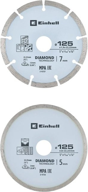 Einhell Diamant-Trennscheiben-Set 2-teilig Ø 125 mm für Beton und Fliesen in Silber und Weiß - Bild 1