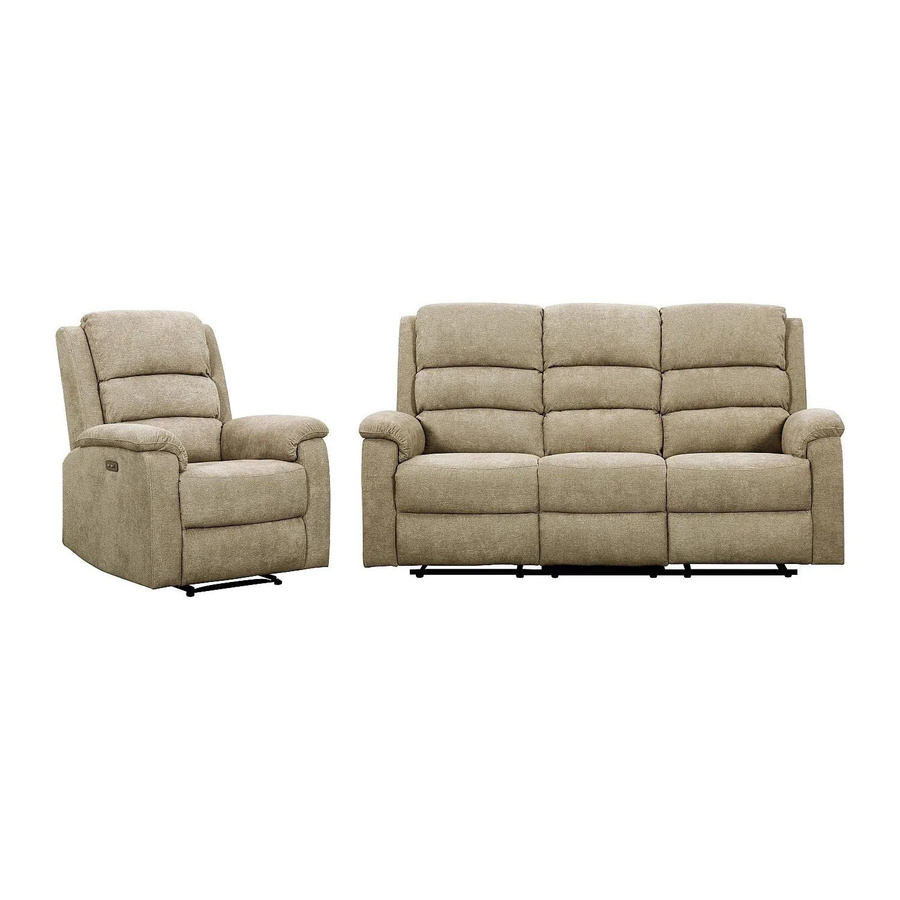 Vente-unique Couchgarnitur Nevers mit Sessel in Taupe und Beige aus Stoff, Breite: 187 cm, Tiefe: 86 cm - Bild 2