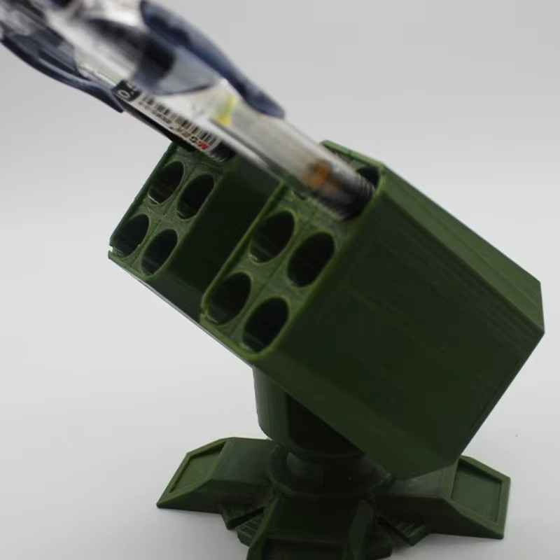 Kreativer 3D-gedruckter Stifthalter im Raketen-Design für Militär-Enthusiasten, Schwarz und Grün - Bild 3