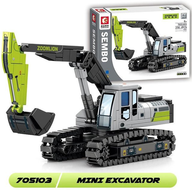 Affenmann Engineering Baustelle Betonmischer LKW Kran Bagger Mini Bulldozer Spielzeug für Jungen 6-12 Jahre - Bild 1