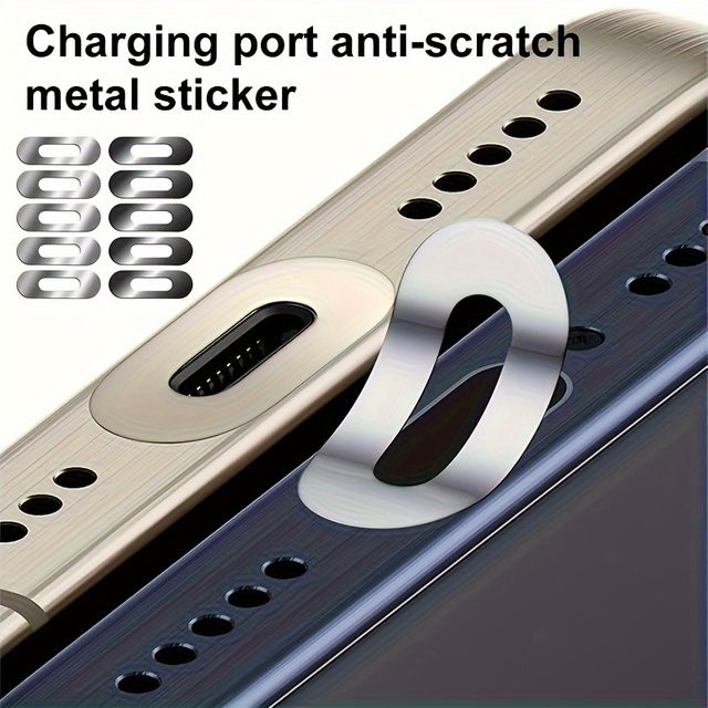 5 Stück Anti-Kratz Schutzfolie für Ladeanschluss passend für iPhone 15, 16 Max Plus und iPhone 17 Typ-C in Silber und Lila - Bild 1