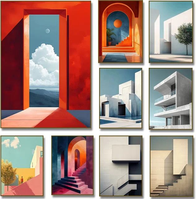 Cuadr Wandkunst Leinwand mit abstraktem Minimalismus und Innenarchitektur-Motiv - Bild 1