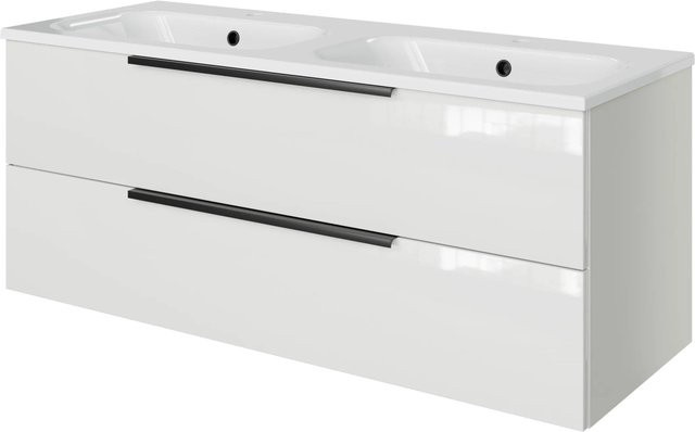 Pelipal Badmöbel-Set Quantum 07 Doppelwaschtisch mit Unterschrank in Weiß Glanz, Breite: 121 cm - Bild 1