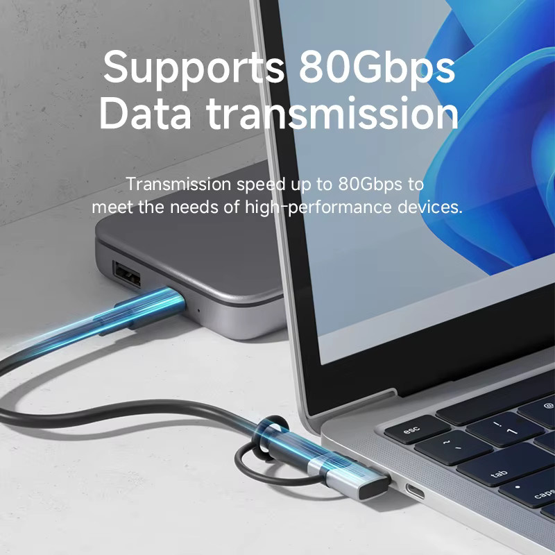 Hagibis USB-C-zu-C-Adapter mit Trageband, 240 W, 80 Gbit/s, 90-Grad-Konverter, 8K-Video-USB4-Adapter für MacBook und iPhone 17 Pro sowie Tablet - Bild 2
