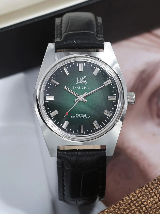 HEIMDALLR Analoguhr, Handaufzug, 36 mm, Leder, Grün, Herren - Bild 6