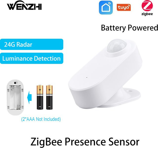 Tuya ZigBee Präsenzsensor mit 24GHz MmWave Radar Bewegungsmelder und Belegungssensor in Weiß für Tuya Smart Life Hausautomation, batteriebetrieben - Bild 1