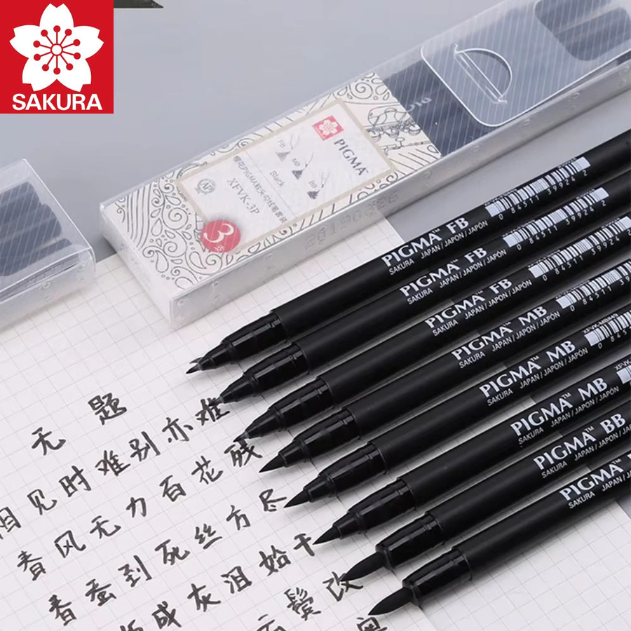 Sakura Pigma Professionelle Pinselstifte mit schwarzer Tinte für Kalligrafie, Lettering und Zeichnen - Bild 3