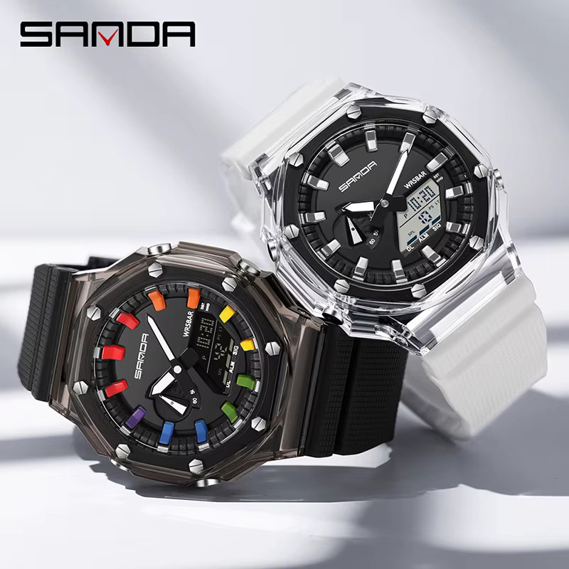 Sanda Armbanduhr Digitaluhr, Quarz, Blau, Schwarz, Herren - Bild 1