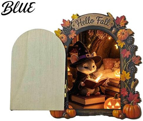 Rustikales Ahornblatt-Ornament für Elf-Holztüren als hängende Wanddekoration im herbstlichen Design für Halloween und Thanksgiving in Mehrfarben - Bild 1