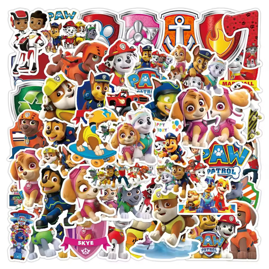 50 Stück Paw Patrol Aufkleber aus PVC, wasserfeste Cartoon Sticker in Multicolour für Skateboard, Gepäck, Telefon und Kühlschrank - Bild 2