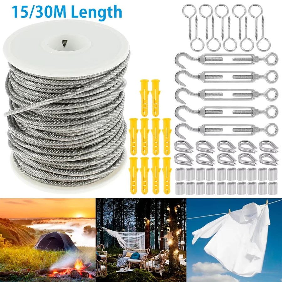 PVC-beschichtetes Edelstahlkabel 304 in Silber für Gartendraht und Kabelgeländer, Durchmesser: 1,5 mm - Bild 2