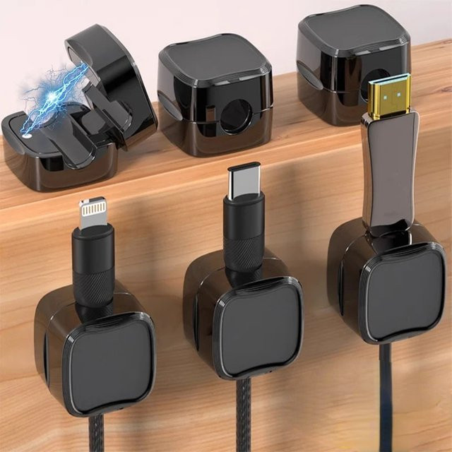 EARDECO Magnetischer Kabel-Organizer mit Klebestreifen für USB-C Kabel in Schwarz oder Weiß - Bild 1