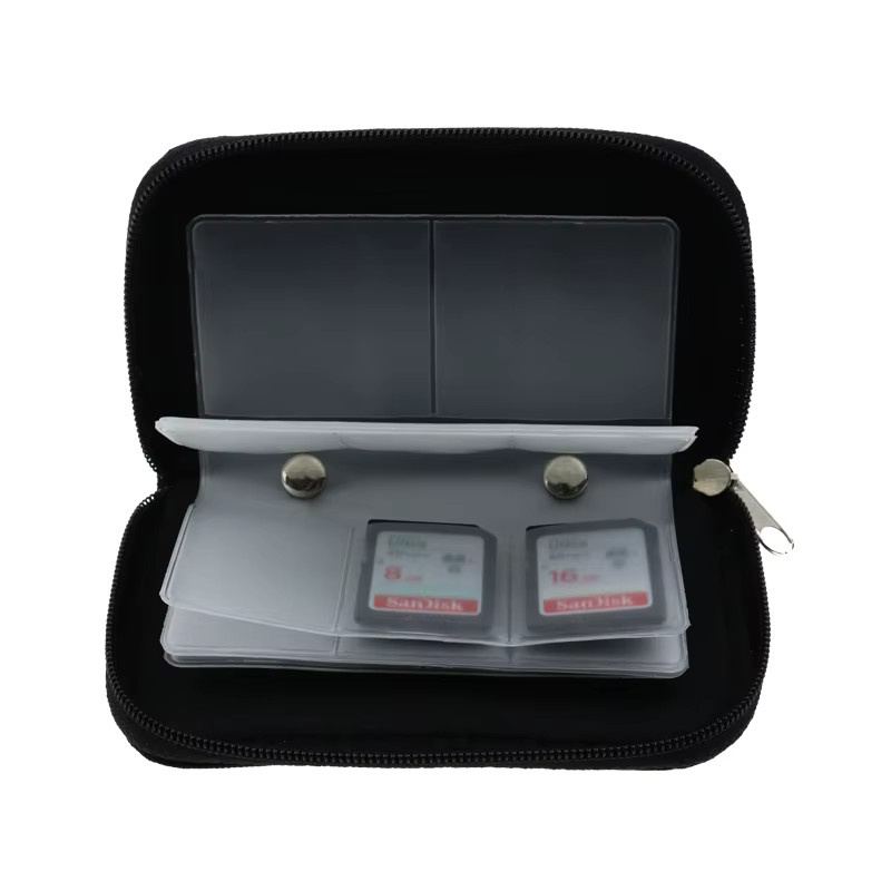 Fomscvka Speicherkarten-Sammeltasche in Schwarz und Grau für Micro SD, CF, SDHC und MS Karten mit Reißverschluss-Schutzhülle - Bild 5