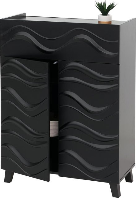 MCW Kommode N86 Sideboard mit 3D-Wellen-Design in Schwarz, B/T/H: 107 x 76 x 36 cm - Bild 1