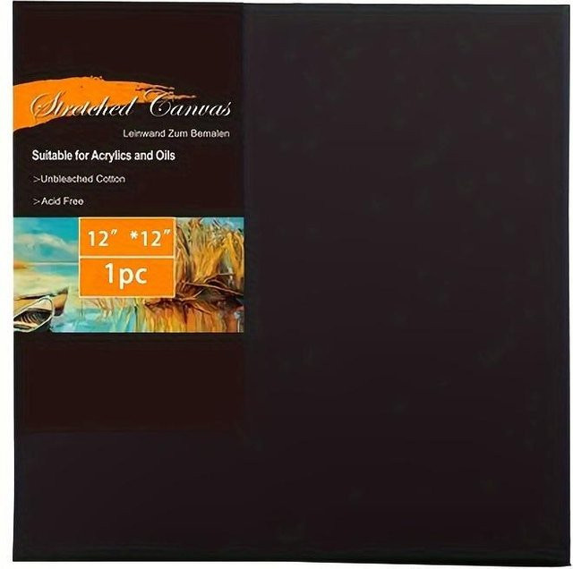 SZ-Damai Leinwand aus Baumwolle in Schwarz, beschichtet für Acryl-, Öl- und Neonkunst, B/B: 30 x 30 cm - Bild 1