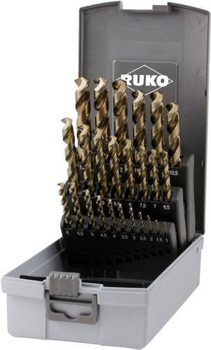 RUKO Metall-Spiralbohrer-Set HSSE-Co 5 aus Edelstahl, 25-teilig in Kunststoffkassette, Schwarz und Gold - Bild 1