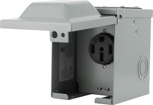 Aimo Wasserdichter Steckdosenkasten für Wohnmobil und Elektroauto, 50A 125V 250V, Grau - Bild 1