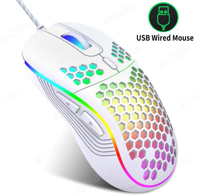 SZKOSTON RGB-Gaming-Maus mit Kabel, ergonomisches Design, 7200 DPI, Hintergrundbeleuchtung, Schwarz/Weiß - Bild 1