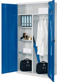 Kappes ErgoPlus Akten- und Kleiderschrank aus Stahlblech mit Vollblechtüren in Grau, H: 195 cm, B: 100 cm, T: 50 cm - Bild 1
