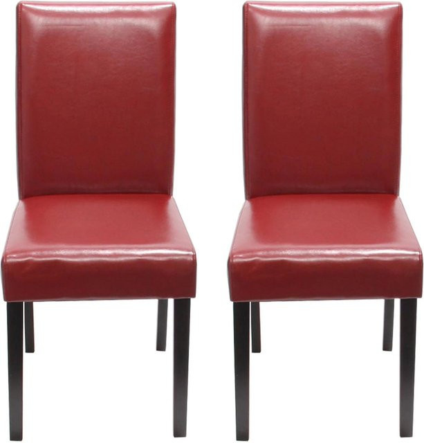 CHEFGASTRO Esszimmerstuhl 2er-Set in Rot mit Lederbezug, B/T/H: 43 x 56 x 90 cm, Sitzhöhe: 45 cm - Bild 1