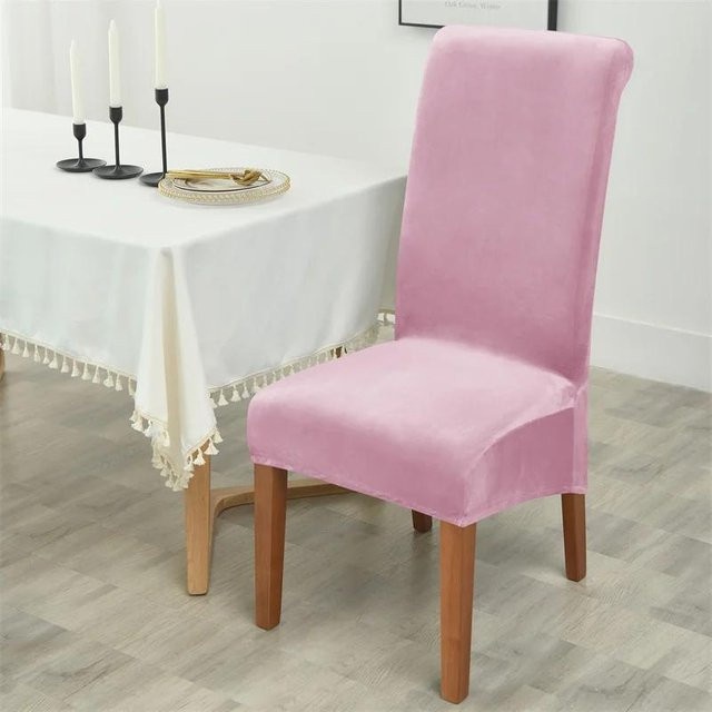 Bestbags Samt Stuhlbezug für Esszimmerstühle mit hoher Rückenlehne, elastisch, Pink - Bild 1