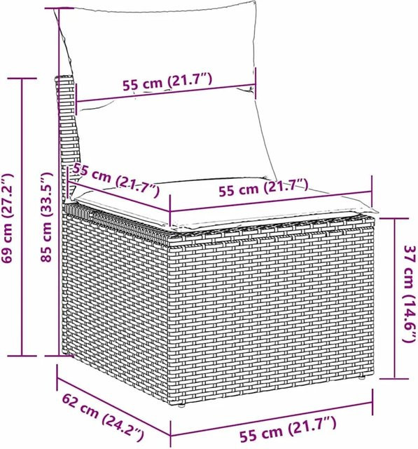 vidaXL Garten-Sofa-Set 9-teilig aus Polyrattan und Stahl in Schwarz mit Kissen - Bild 1
