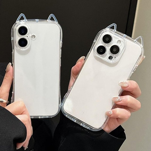 Transparente Handyhülle mit süßem Cartoon-Katzenohren Design für iPhone 11 bis iPhone 17 Pro Max von Rui Di - Bild 1