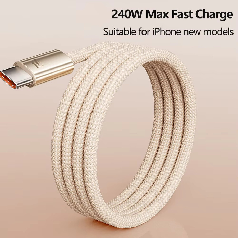 OIITH USB-C auf USB-C Schnellladegerät 240W PD Ladekabel in Gold für iPhone 17 Pro Max, iPhone 16, iPhone 15 und iPad sowie Laptop - Bild 2