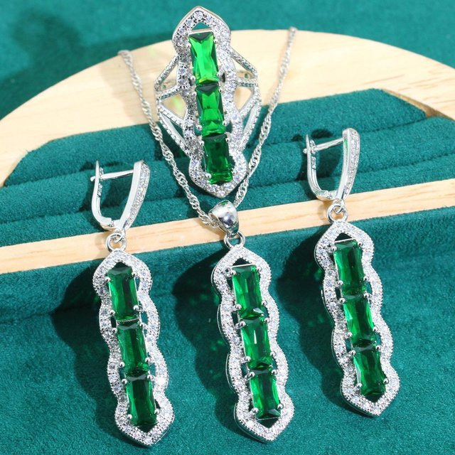 YIRAN Jewelry Halskette, Ohrring, Ring, Kupfer, Silber, Zirkonia, Unisex, Ringgröße 10 - Bild 1