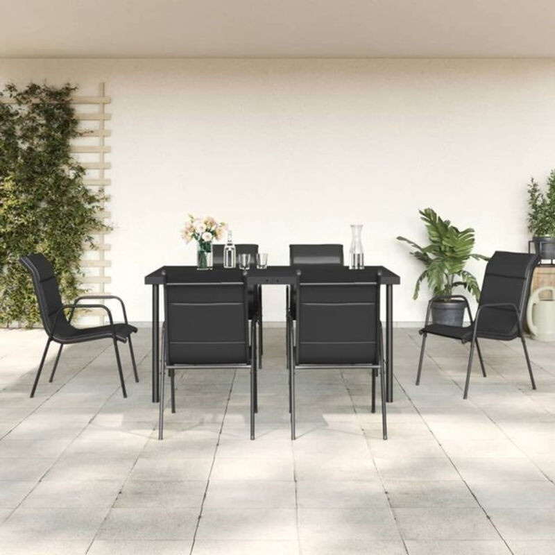 Prolenta Premium 7-teiliges Gartenmöbel-Set aus Stahl und Glas in Schwarz und Anthrazit im modernen Design - Bild 1