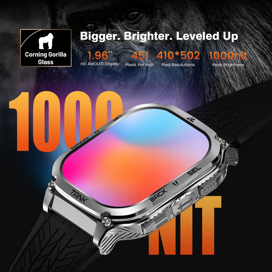 KOSPET TANK M3 Smartwatch mit AMOLED Display und Bluetooth in Schwarz - Bild 4