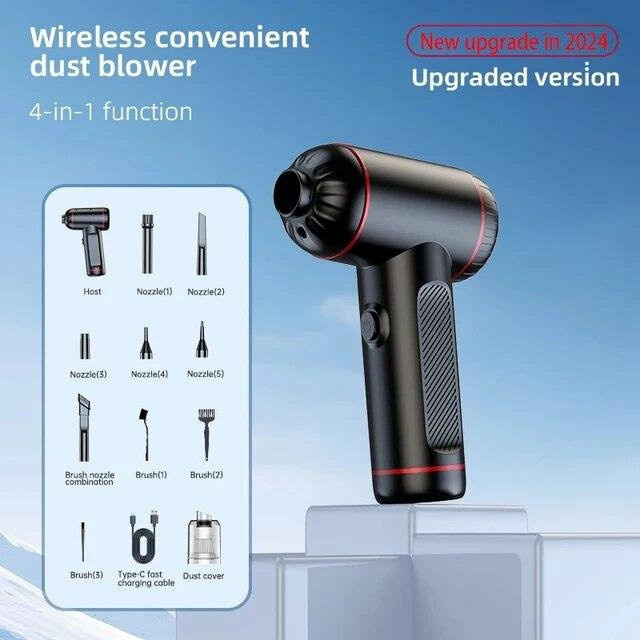 Carsun 4-in-1 Akku-Handstaubsauger für Auto und Haushalt, Nass- und Trockenreinigung mit Gebläsefunktion und LED-Scheinwerfer, Grau - Bild 1
