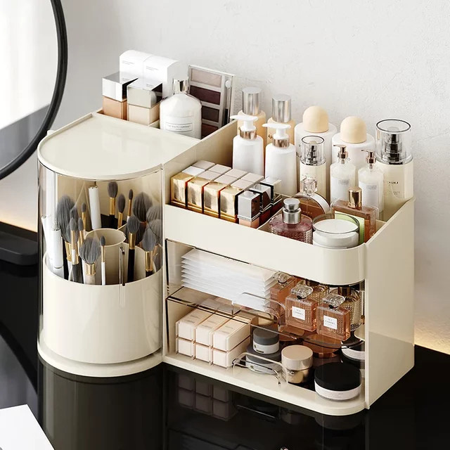 Staubdichte Kosmetik-Aufbewahrungsbox mit Deckel in Weiß für Hautpflege und Lippenstift - Bild 1