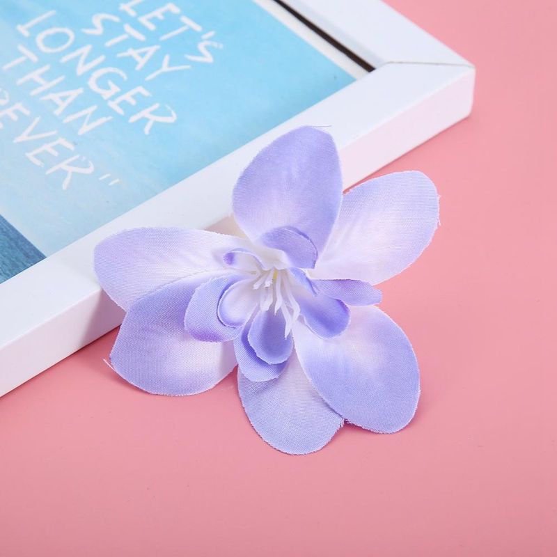 10 Stück künstliche Orchideen Blumen in Blau von CosyHome für Hochzeitsdekoration und Blumenkränze aus Textil - Bild 3