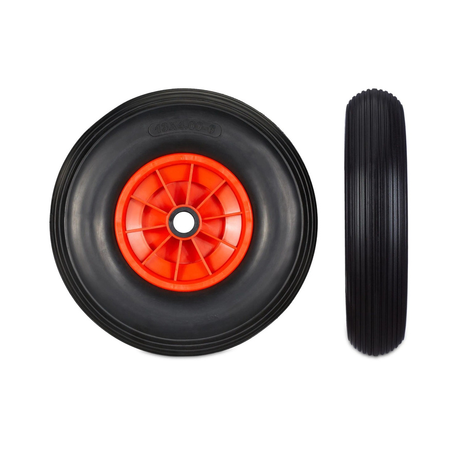 Relaxdays Schubkarrenrad aus Vollgummi in Schwarz und Rot, pannensicher, Durchmesser: 33 cm, Breite: 9 cm - Bild 2