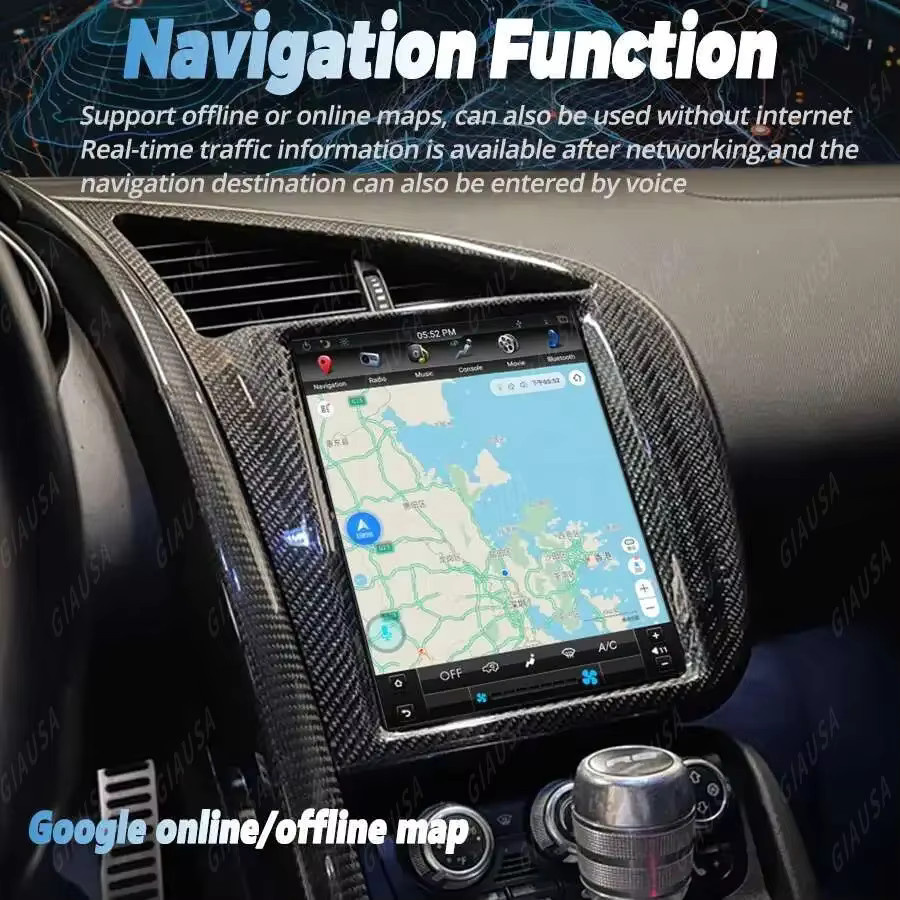 YANFU HF Android Autoradio mit Touchscreen, Wireless CarPlay, GPS und Bluetooth für Audi R8 2007-2014, Schwarz - Bild 5