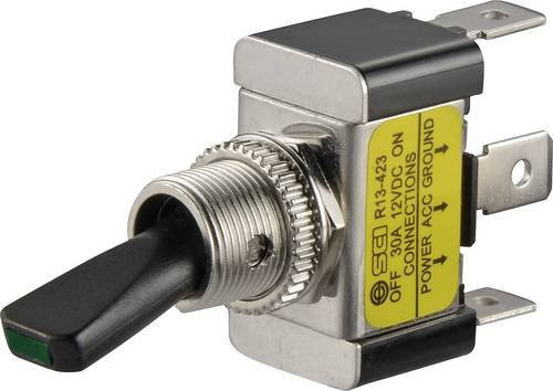 TRU Components Kfz-Kippschalter TC-R13-423L Green 12 V/DC 30A 1 x Aus/Ein rastend - Bild 1