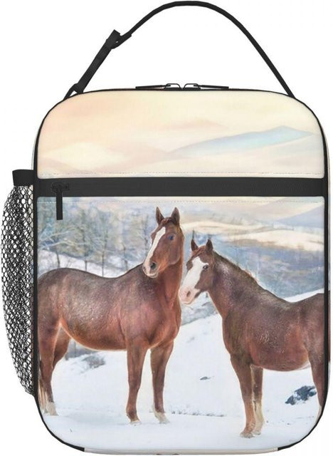 Isolierte Lunchtasche von Fancy Style Studio mit Pferde-Motiv und Sonnenuntergang in Grau - Bild 1